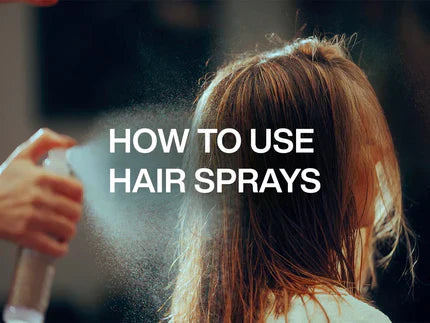 A hand sprays hair with a mist, showcasing a tutorial theme on how to use hair sprays effectively.