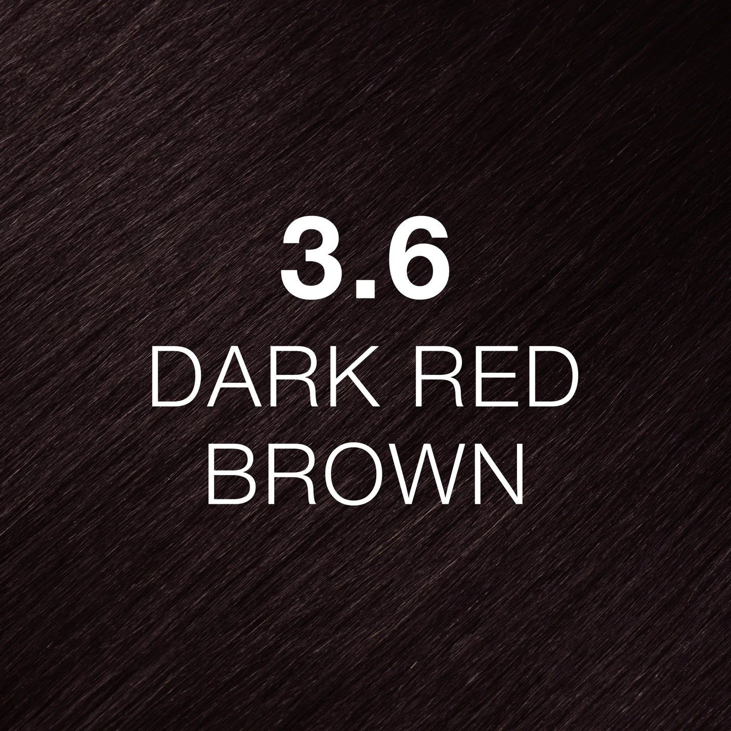 Silky hair texture showcasing the GK Hair's Juxevin Cream Color "3.6 Dark Red Brown" in bold white text.