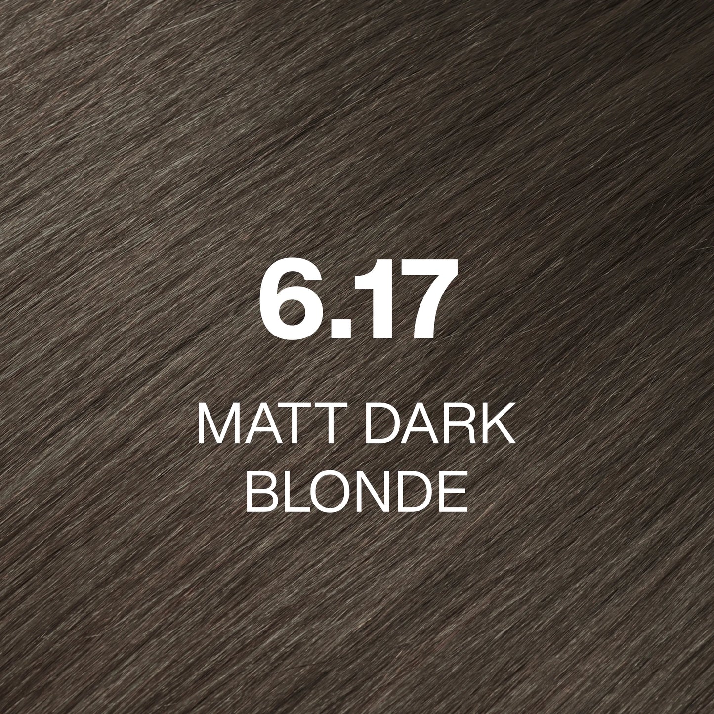 Silky hair texture showcasing the GK Hair's Juxevin Cream Color "6.17 Matt Dark Blonde" in bold white text.