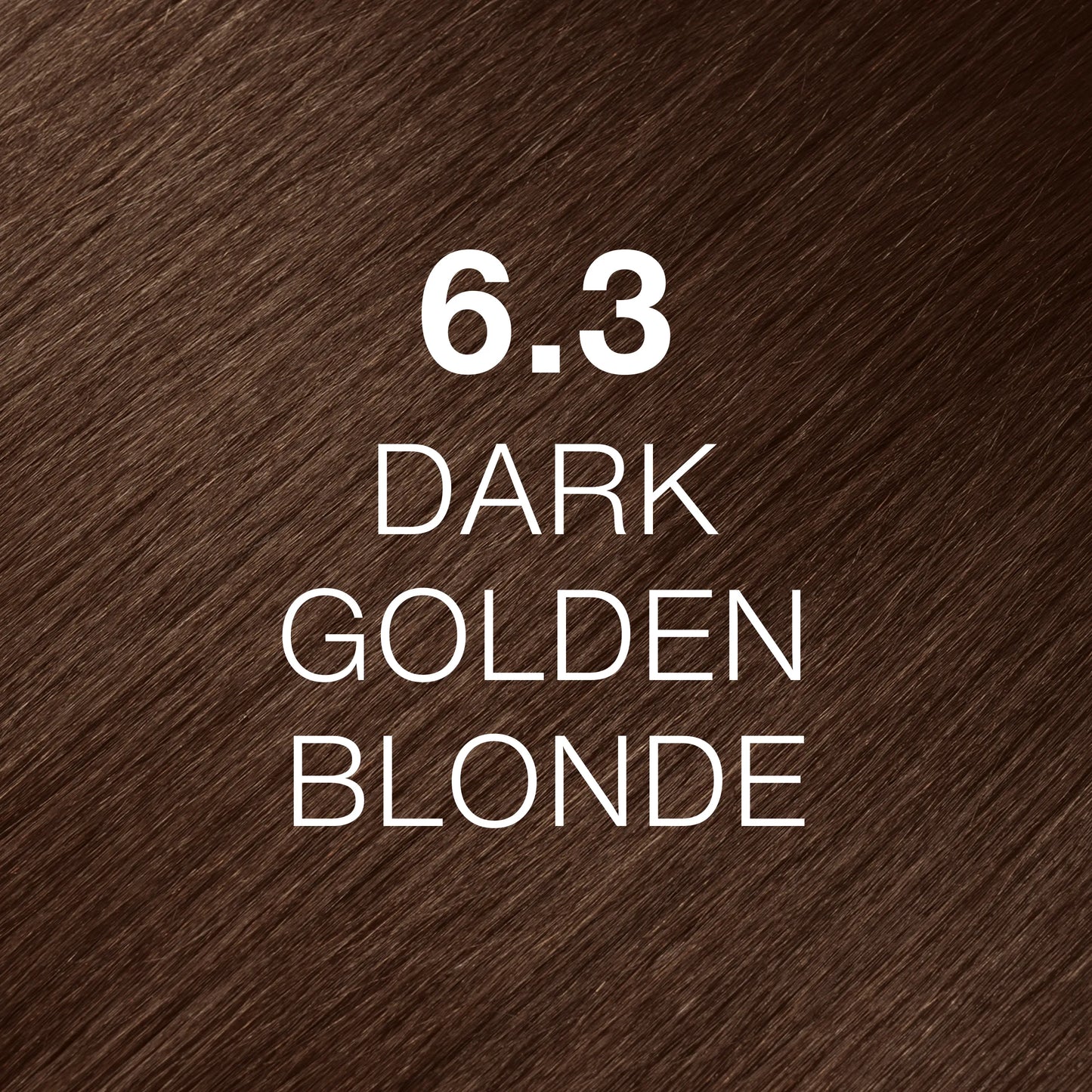 Silky hair texture showcasing the GK Hair's Juxevin Cream Color "6.3 Dark Golden Blonde" in bold white text.