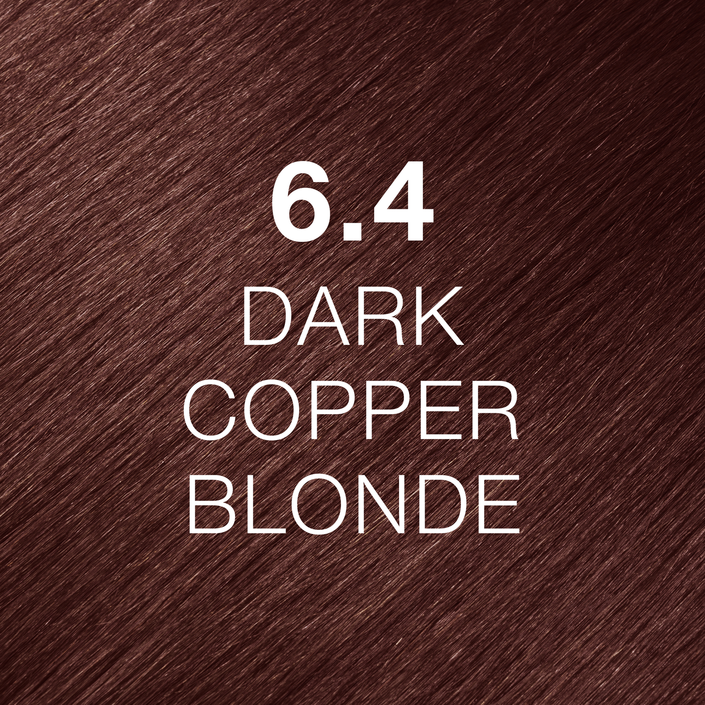 Silky hair texture showcasing the GK Hair's Juxevin Cream Color "6.4 Dark Copper Blonde" in bold white text.