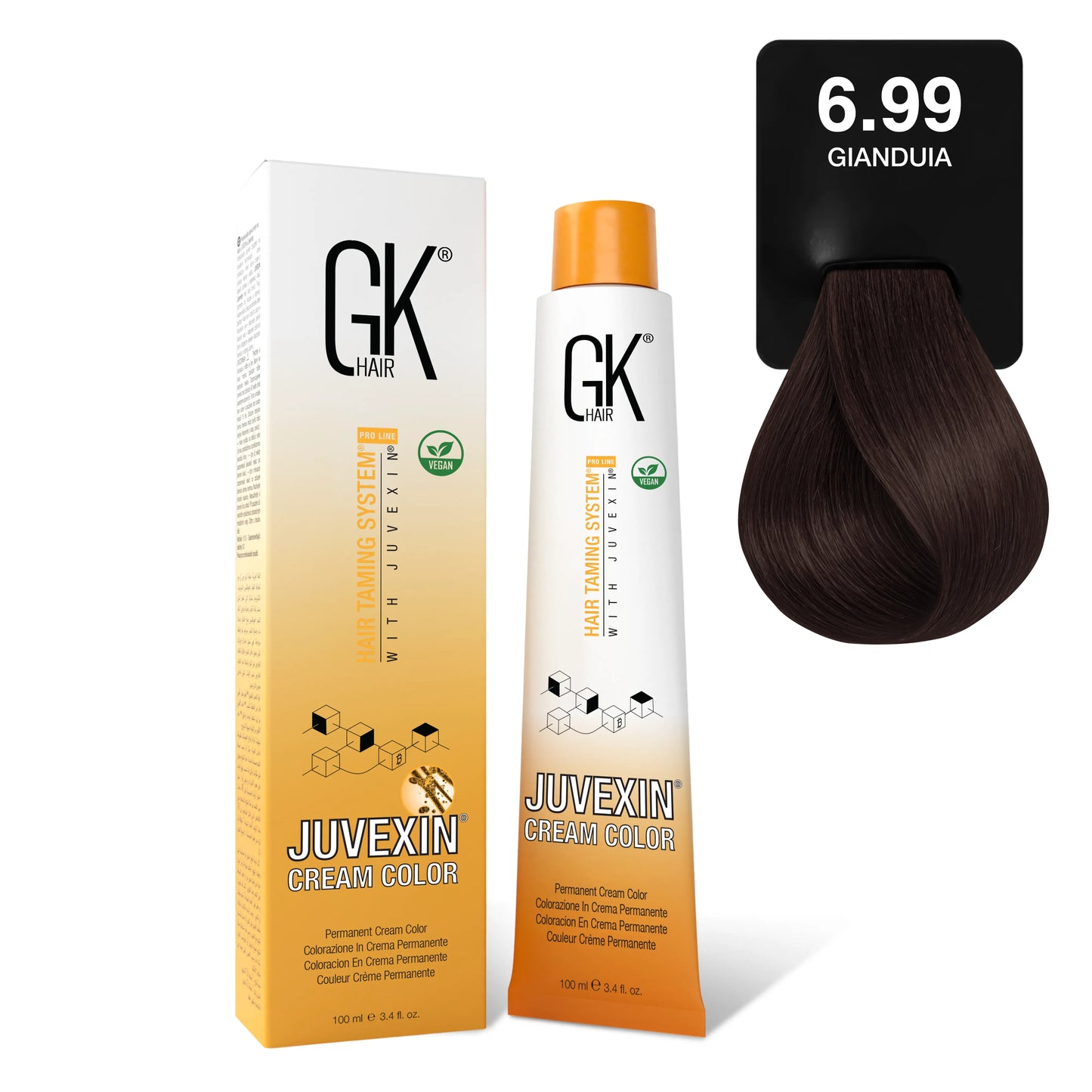 GK Hair's Juvexin 6.99 Glandula Cream Color product set including Volume Developer.