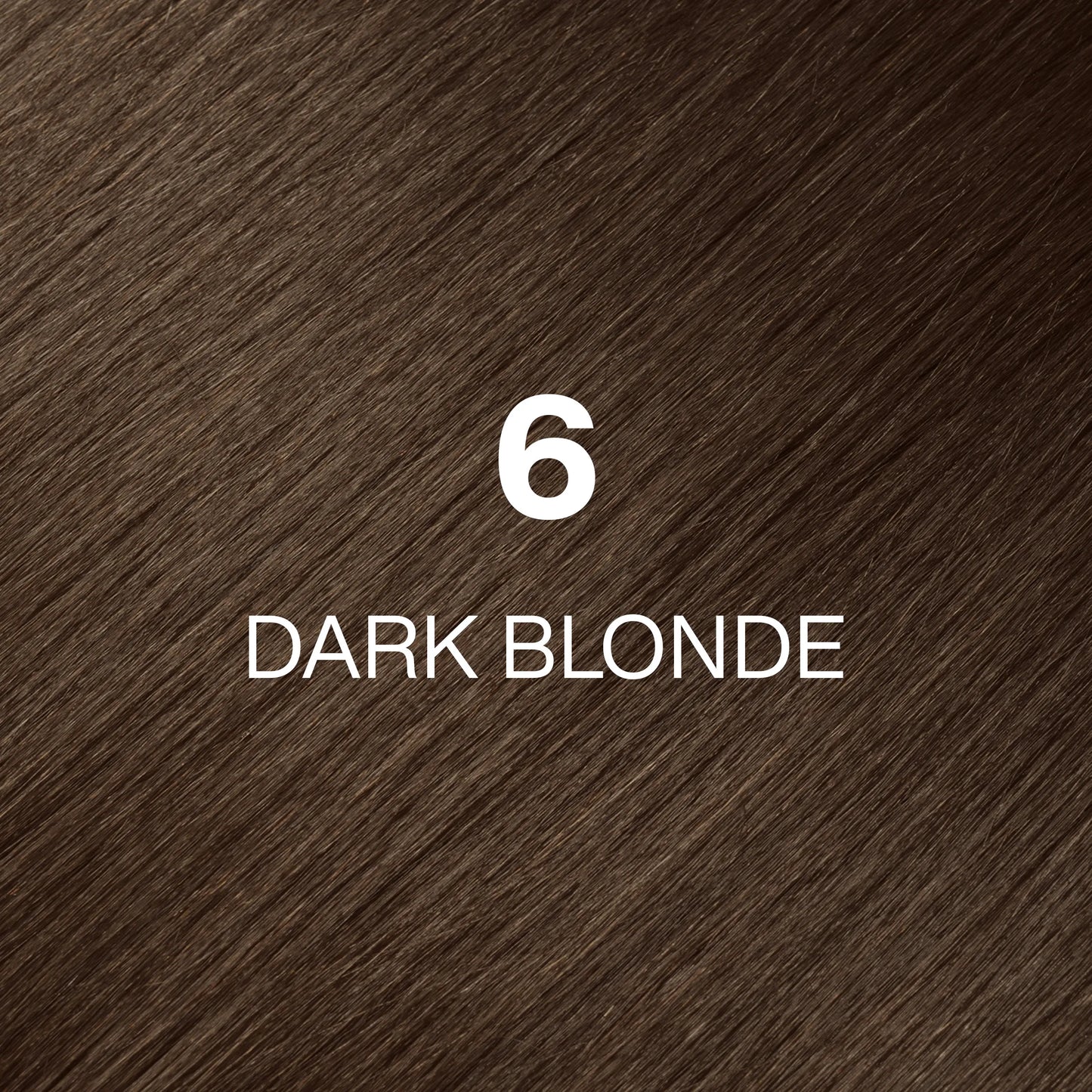 Silky hair texture showcasing the GK Hair's Juxevin Cream Color "6 Dark Blonde" in bold white text.