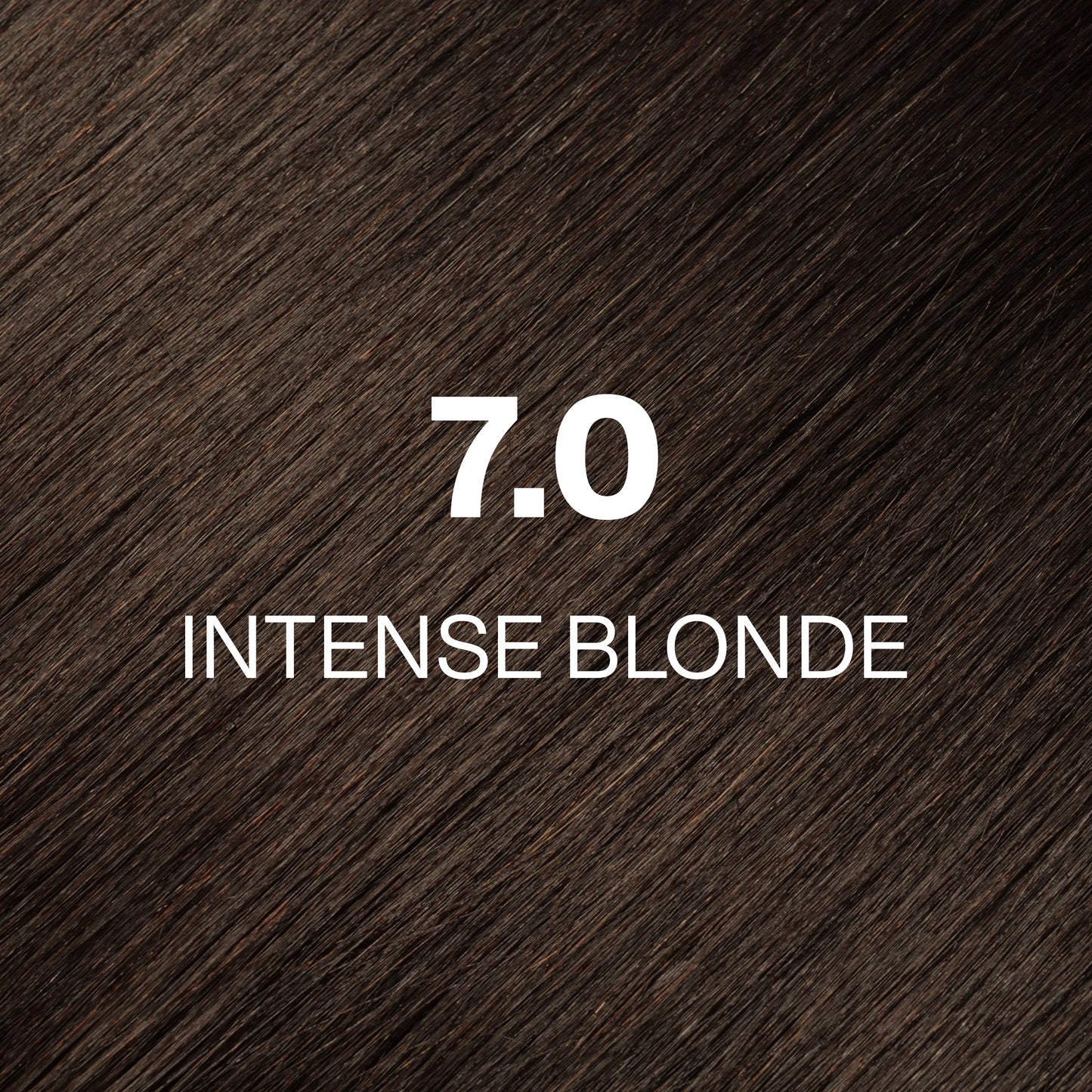 Silky hair texture showcasing the GK Hair's Juxevin Cream Color "7.00 Super Intense Blonde" in bold white text.