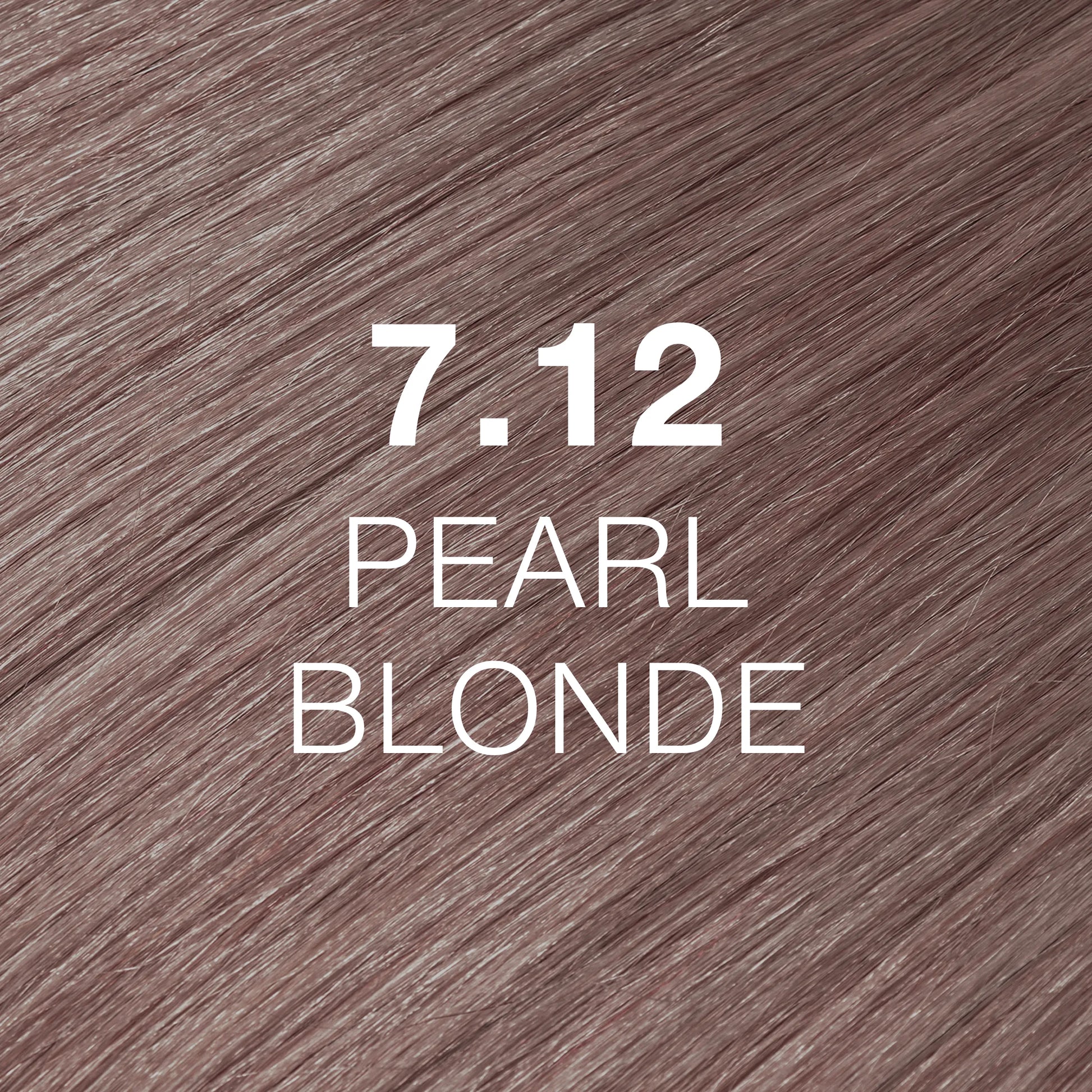 Silky hair texture showcasing the GK Hair's Juxevin Cream Color "7.12 Pearl Blonde" in bold white text.