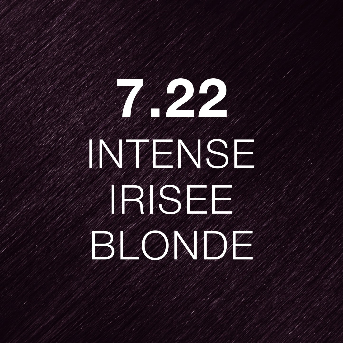 Silky hair texture showcasing the GK Hair's Juxevin Cream Color "7.22 Intense Irisee Blonde" in bold white text.