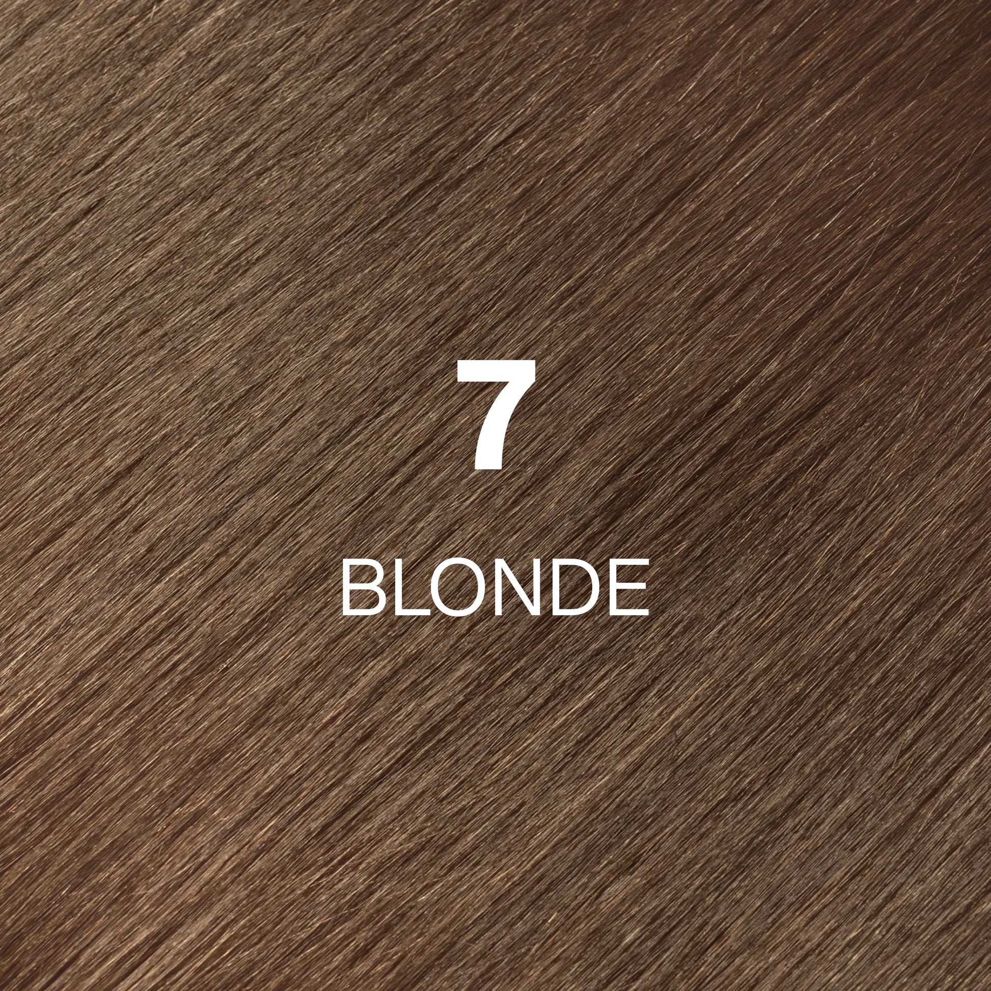 Silky hair texture showcasing the GK Hair's Juxevin Cream Color "7 Blonde Hair Texture" in bold white text.