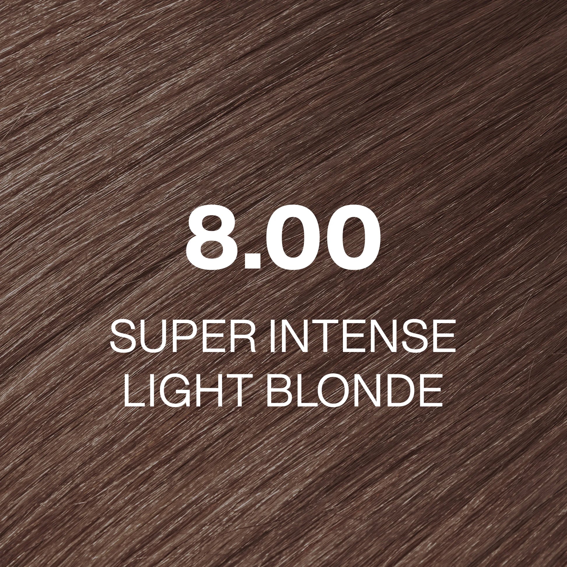 Silky hair texture showcasing the GK Hair's Juxevin Cream Color "8.00 Super Intense Light Blonde" in bold white text.