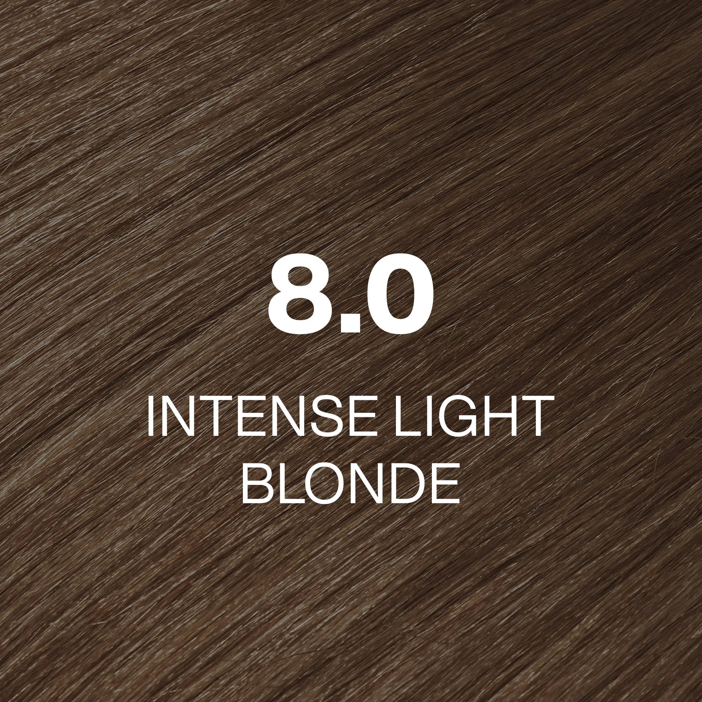 Silky hair texture showcasing the GK Hair's Juxevin Cream Color "8.00 Super Intense Light Blonde" in bold white text.