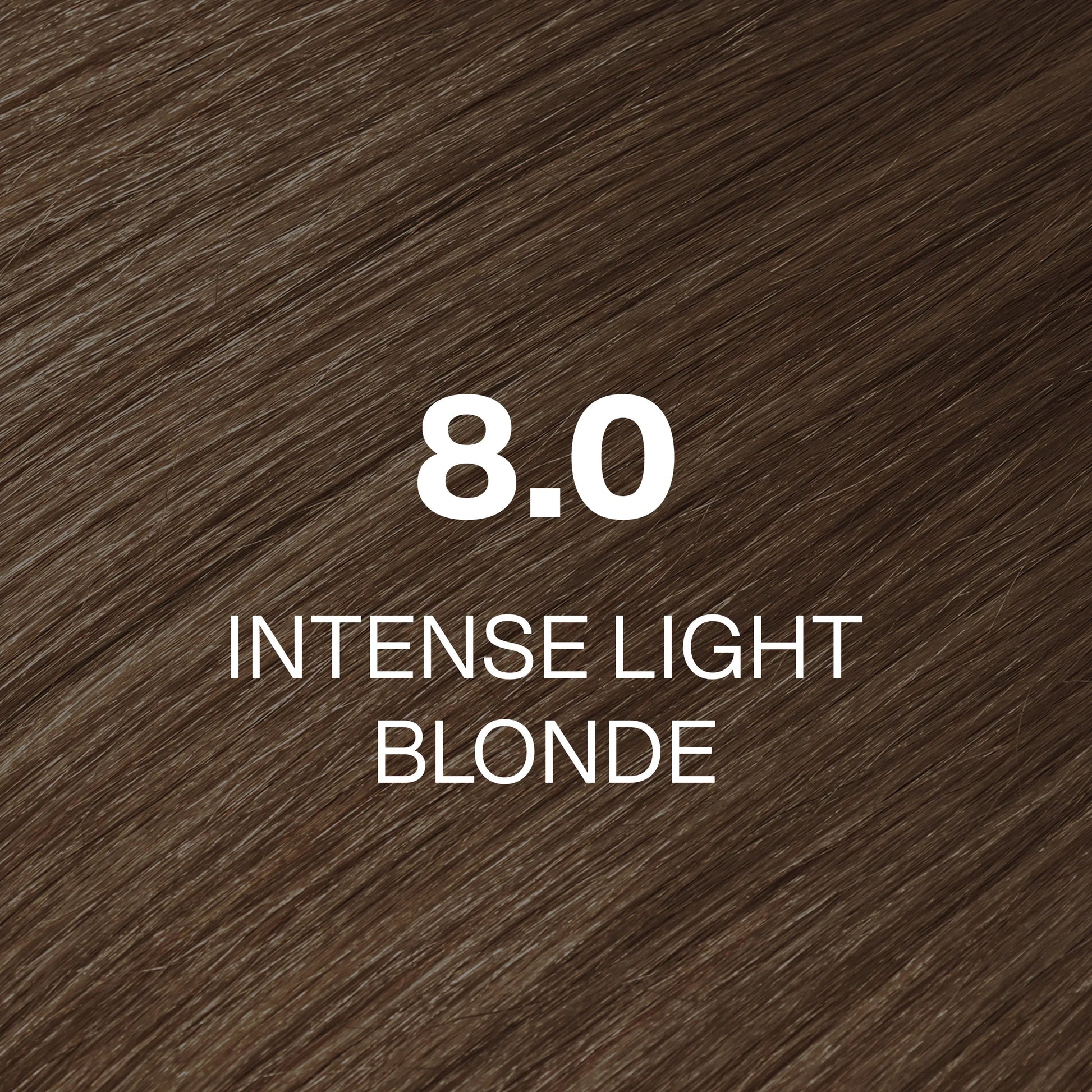 Silky hair texture showcasing the GK Hair's Juxevin Cream Color "8.00 Super Intense Light Blonde" in bold white text.