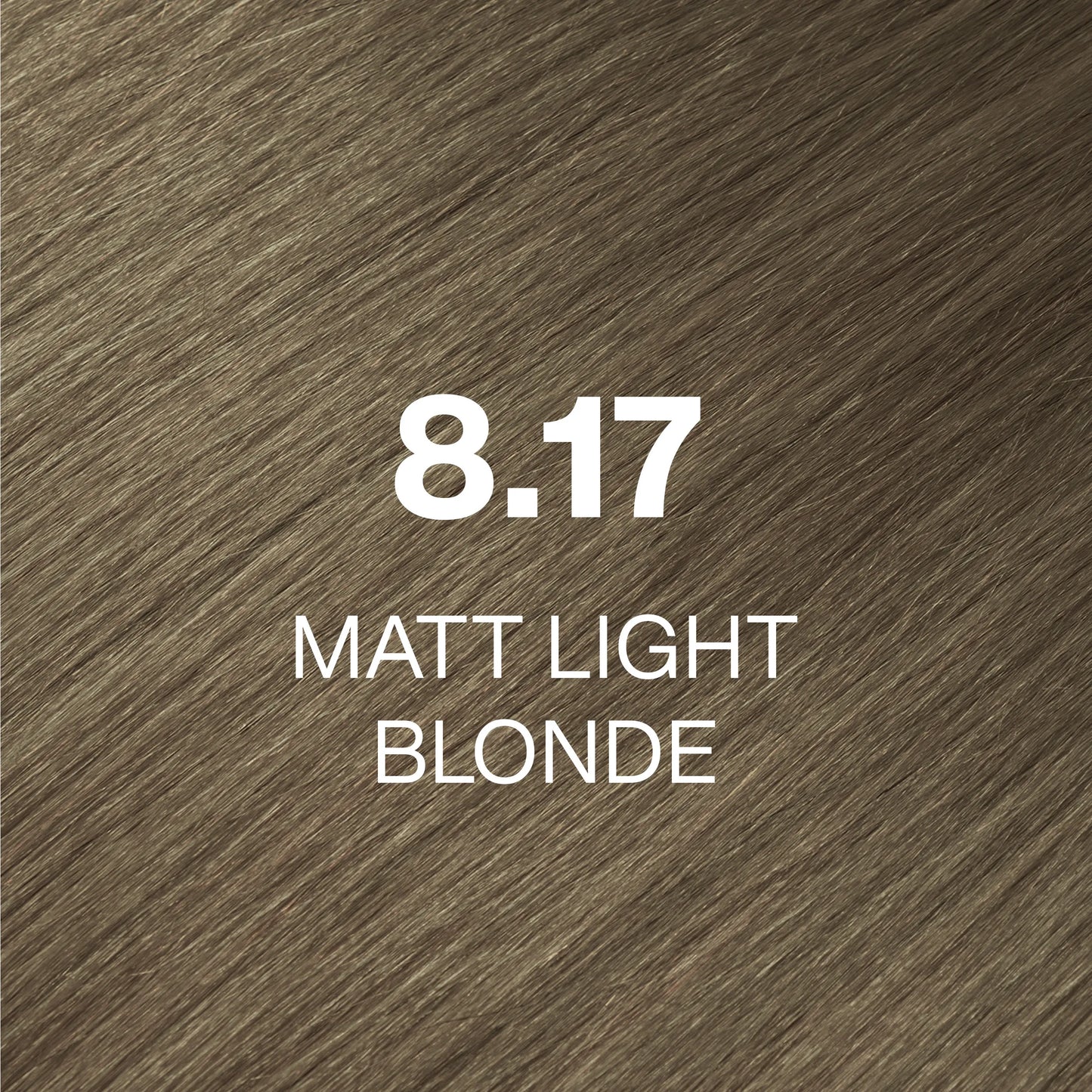 Silky hair texture showcasing the GK Hair's Juxevin Cream Color "8.17 Matt Light Blonde" in bold white text.