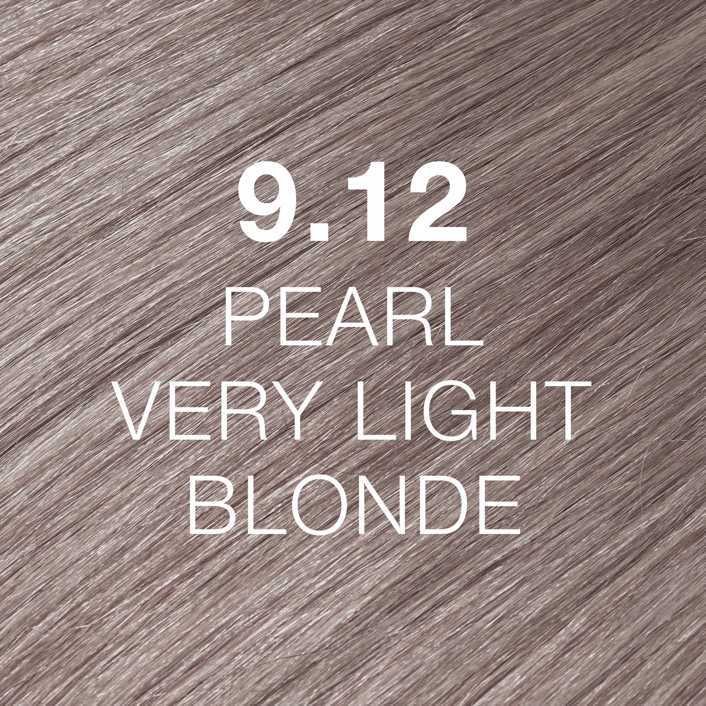 Silky hair texture showcasing the GK Hair's Juxevin Cream Color "9.12 Pearl Very Light Blonde" in bold white text.