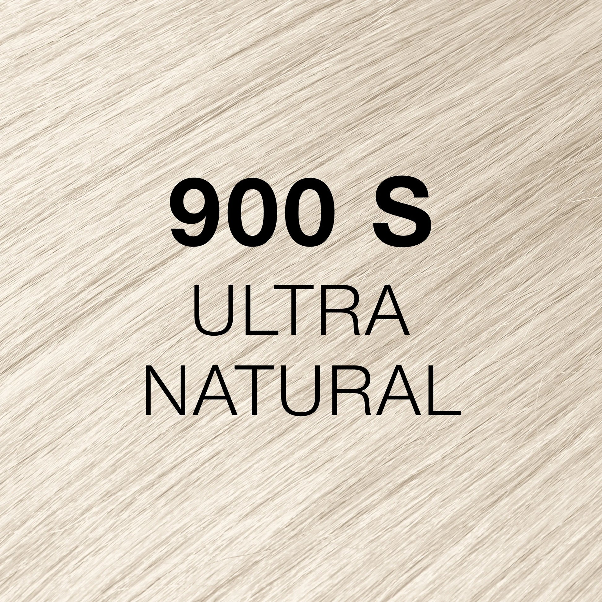 Silky hair texture showcasing the GK Hair's Juxevin Cream Color "900S Ultra Natural" in bold white text.