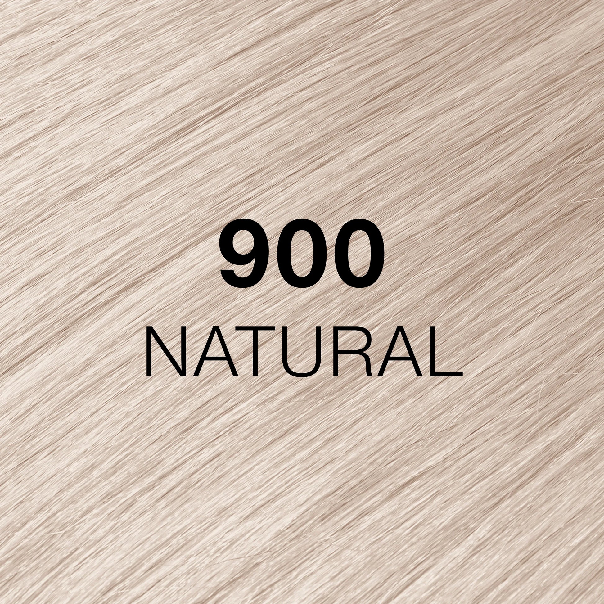 Silky hair texture showcasing the GK Hair's Juxevin Cream Color "900 Natural" in bold white text.