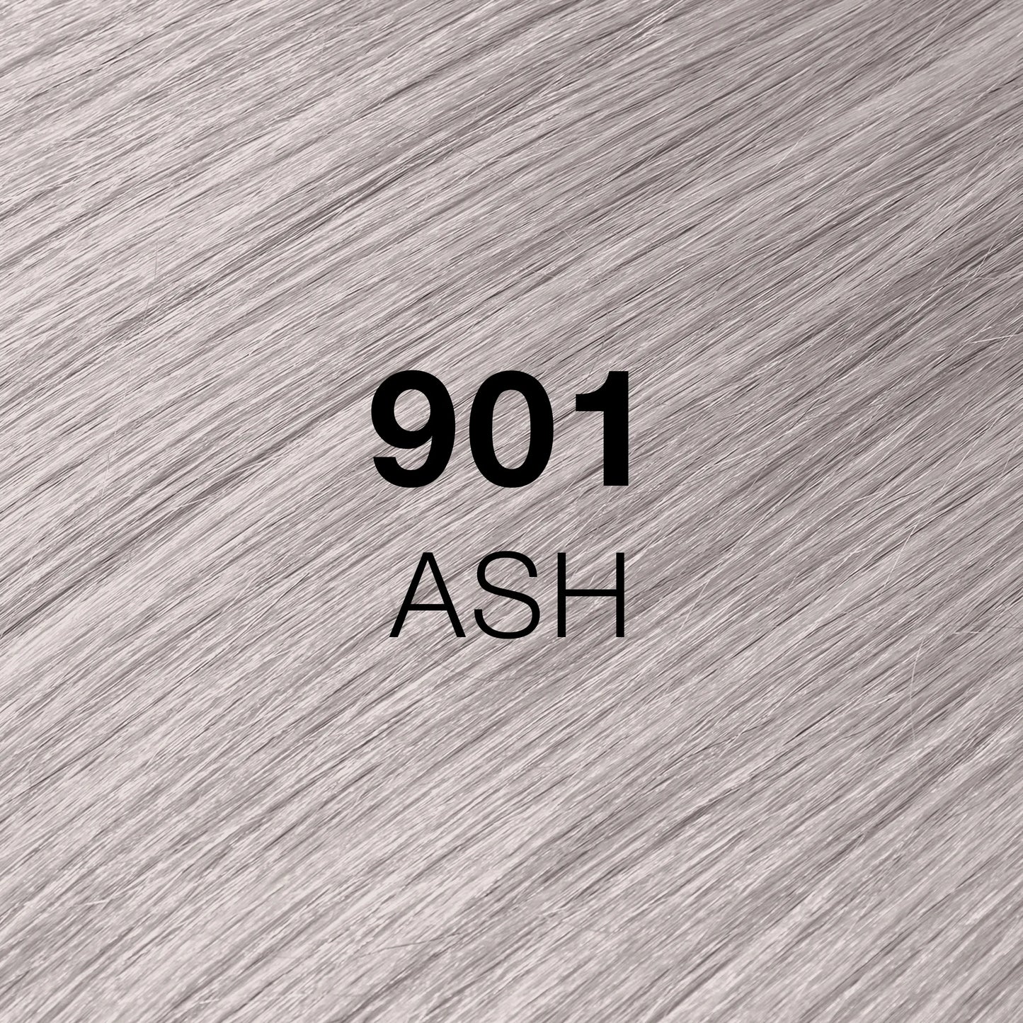 Silky hair texture showcasing the GK Hair's Juxevin Cream Color "901 Ash Hair Texture" in bold white text.