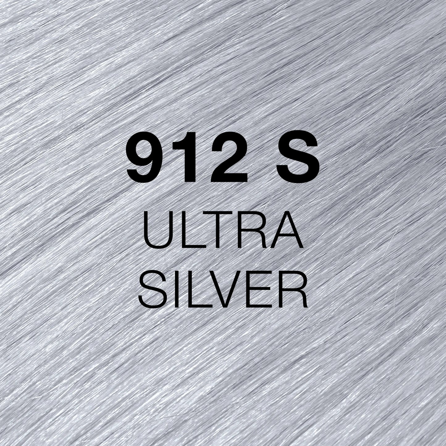 Silky hair texture showcasing the GK Hair's Juxevin Cream Color "912S Ultra Silver" in bold white text.