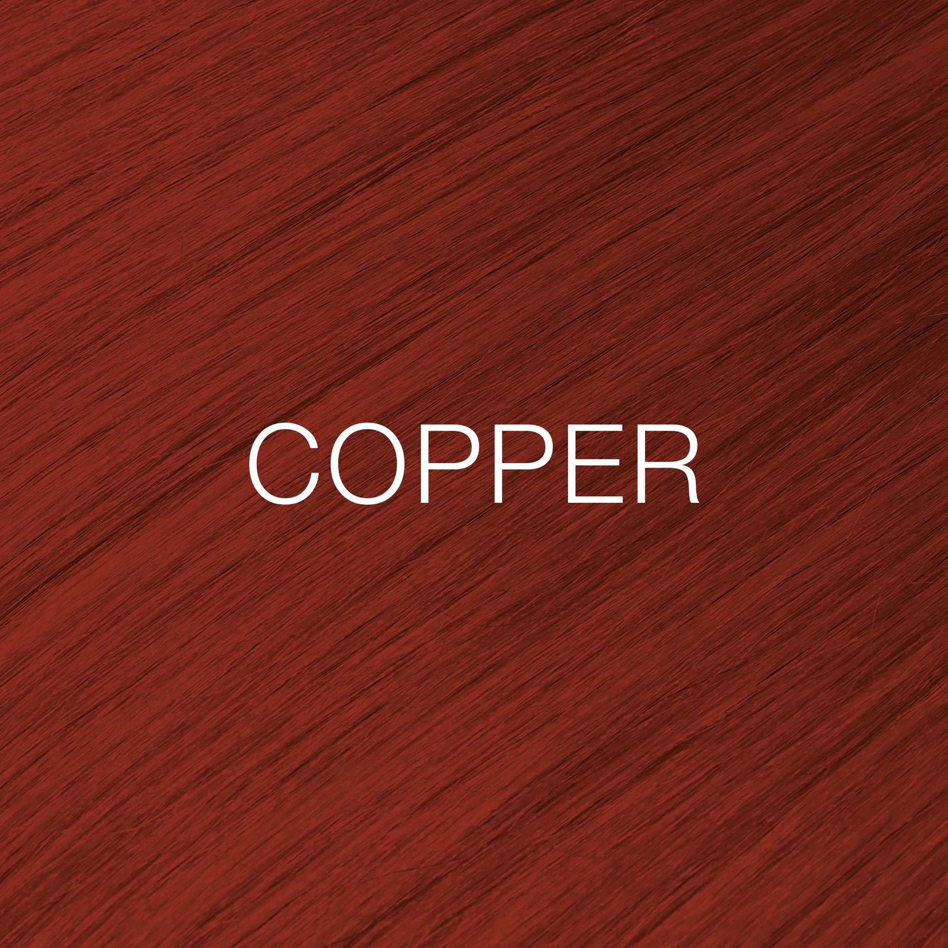 Silky hair texture showcasing the GK Hair's Juxevin Cream Color "Copper Mixtone" in bold white text.