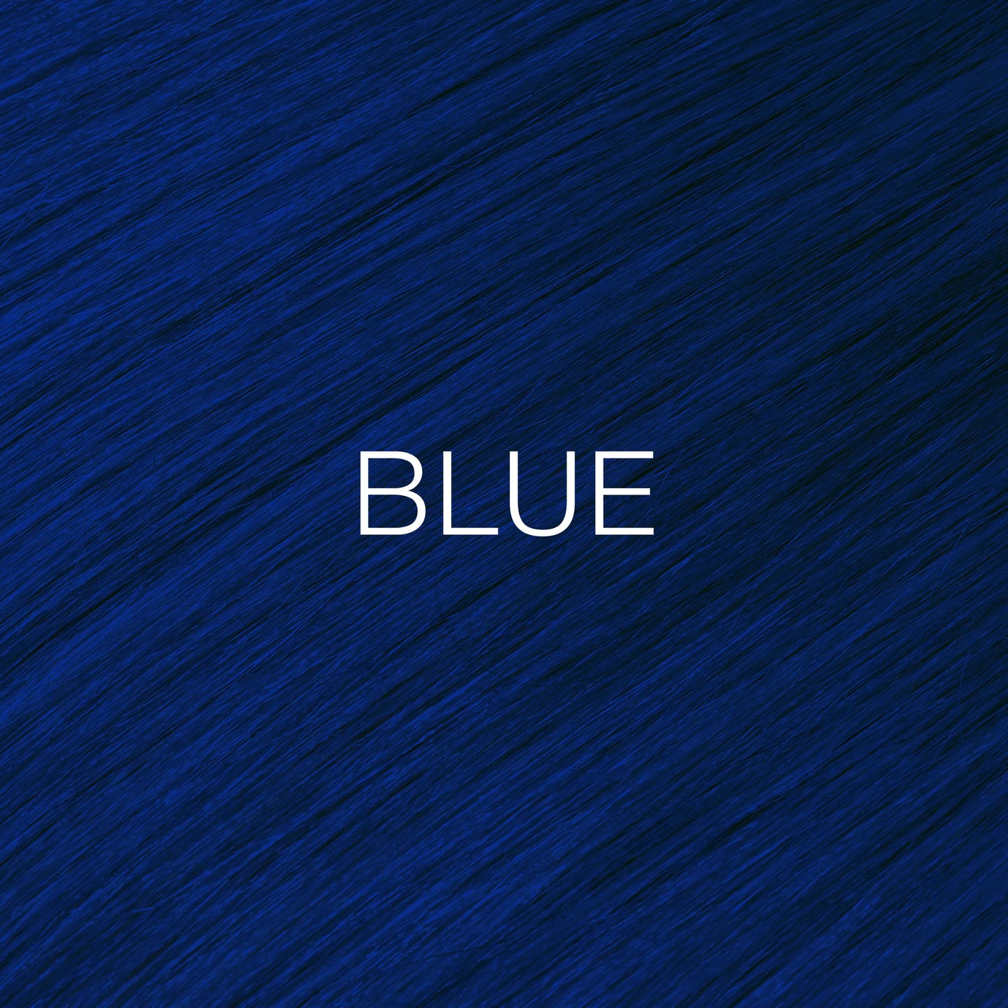 Silky hair texture showcasing the GK Hair's Juxevin Cream Color "Blue Mixtone" in bold white text.