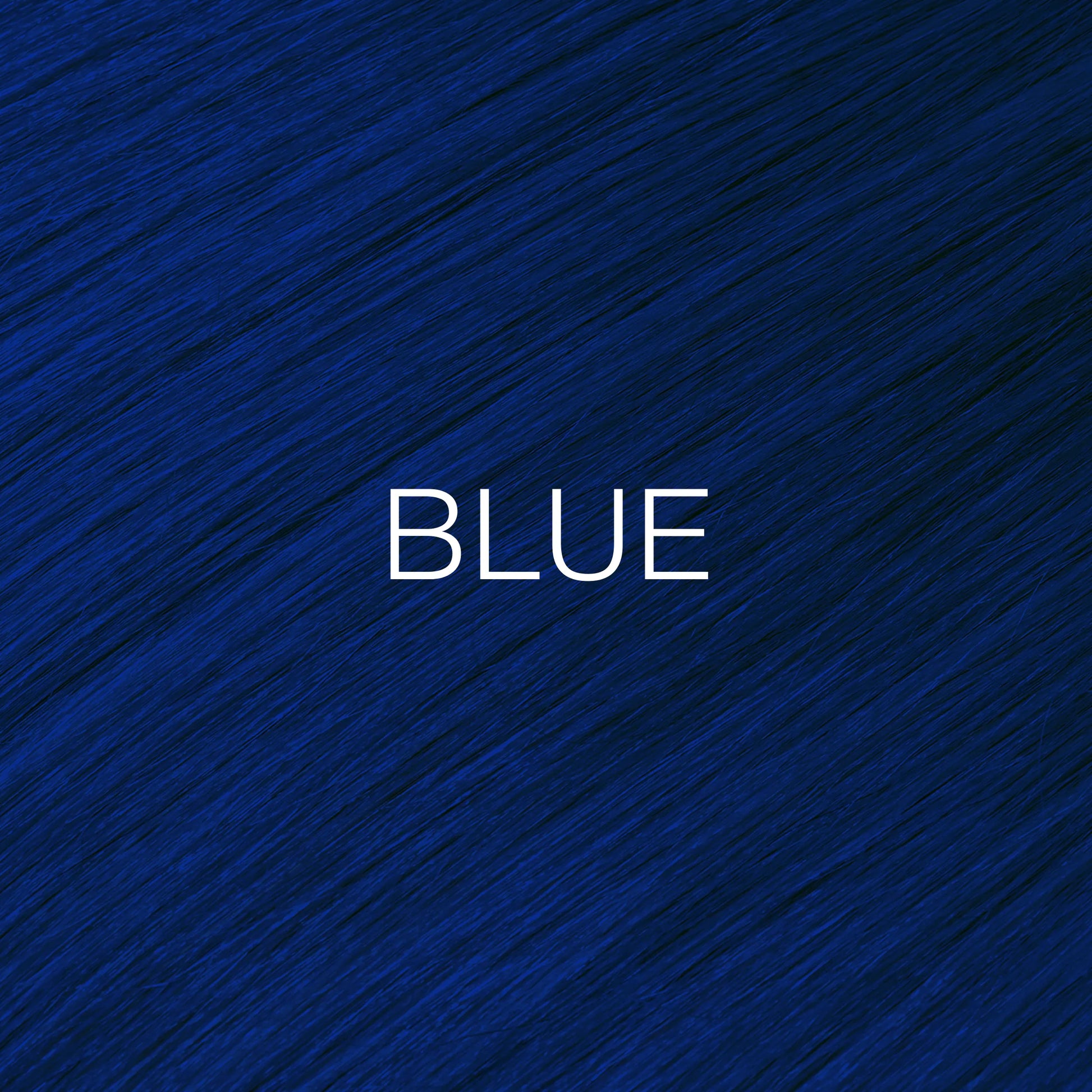 Silky hair texture showcasing the GK Hair's Juxevin Cream Color "Blue Mixtone" in bold white text.