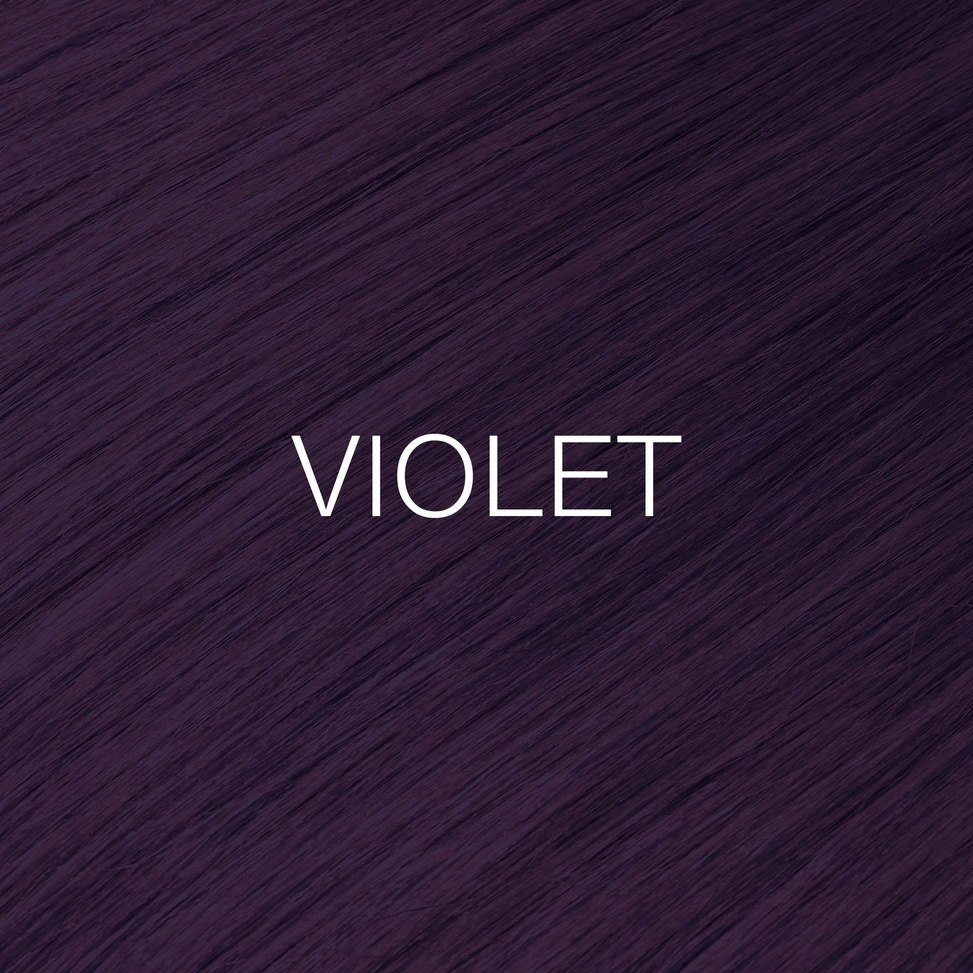 Silky hair texture showcasing the GK Hair's Juxevin Cream Color "Voilet Mixtone" in bold white text.